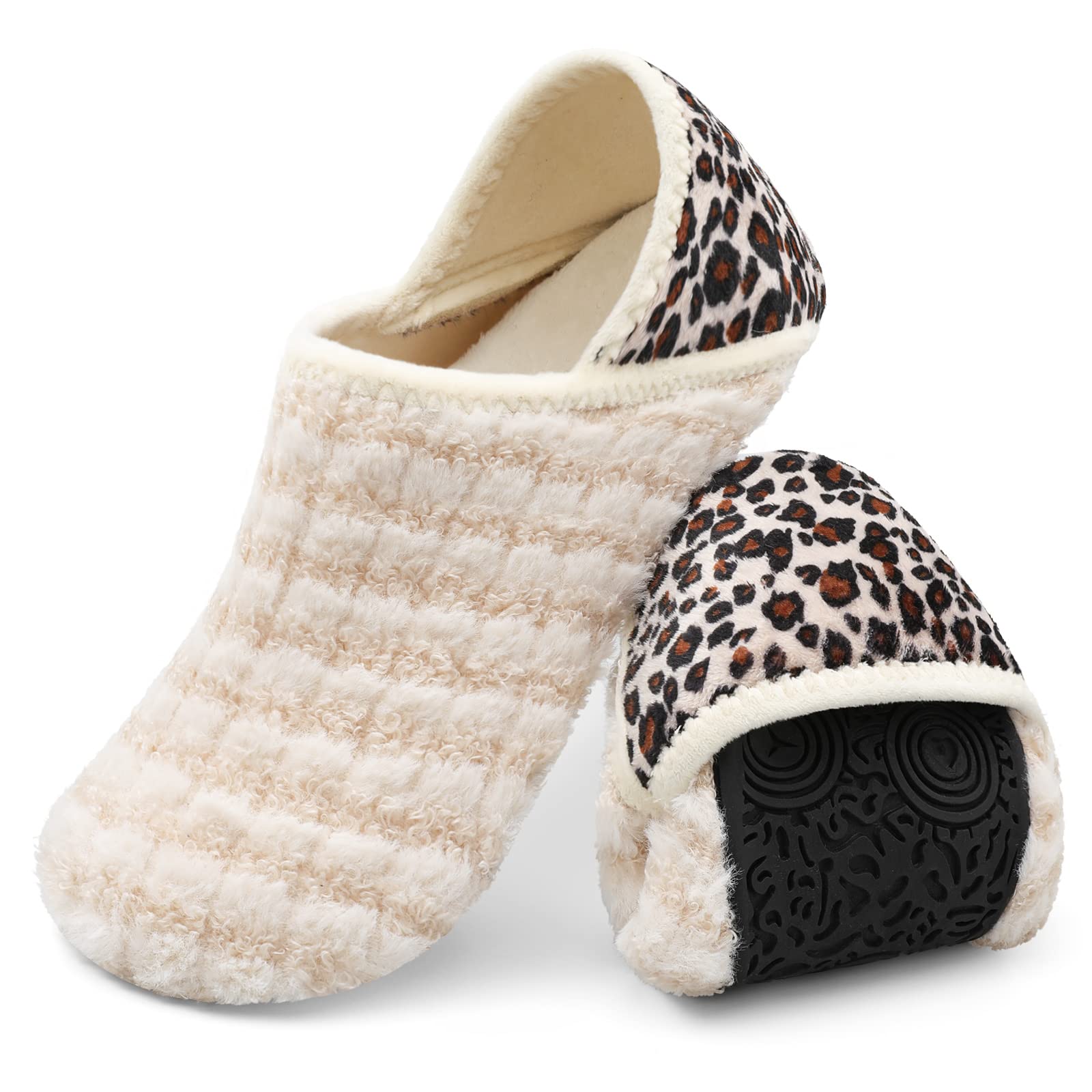 XIHALOOK House Slippers for Women Men Cozy Sock Shoes with Soft Rubber Sole Slip On for Indoor/Outdoor