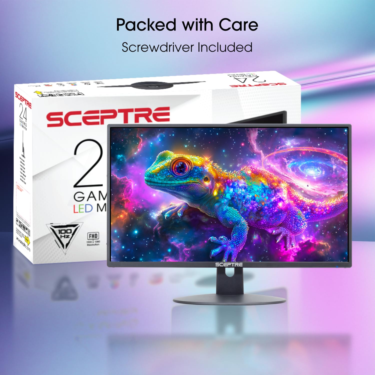 Sceptre 24 Inch 75Hz 1080p LED Monitor with Build-in Speakers HDMI VGA Ports, New Black 2019 (E248W-1920)