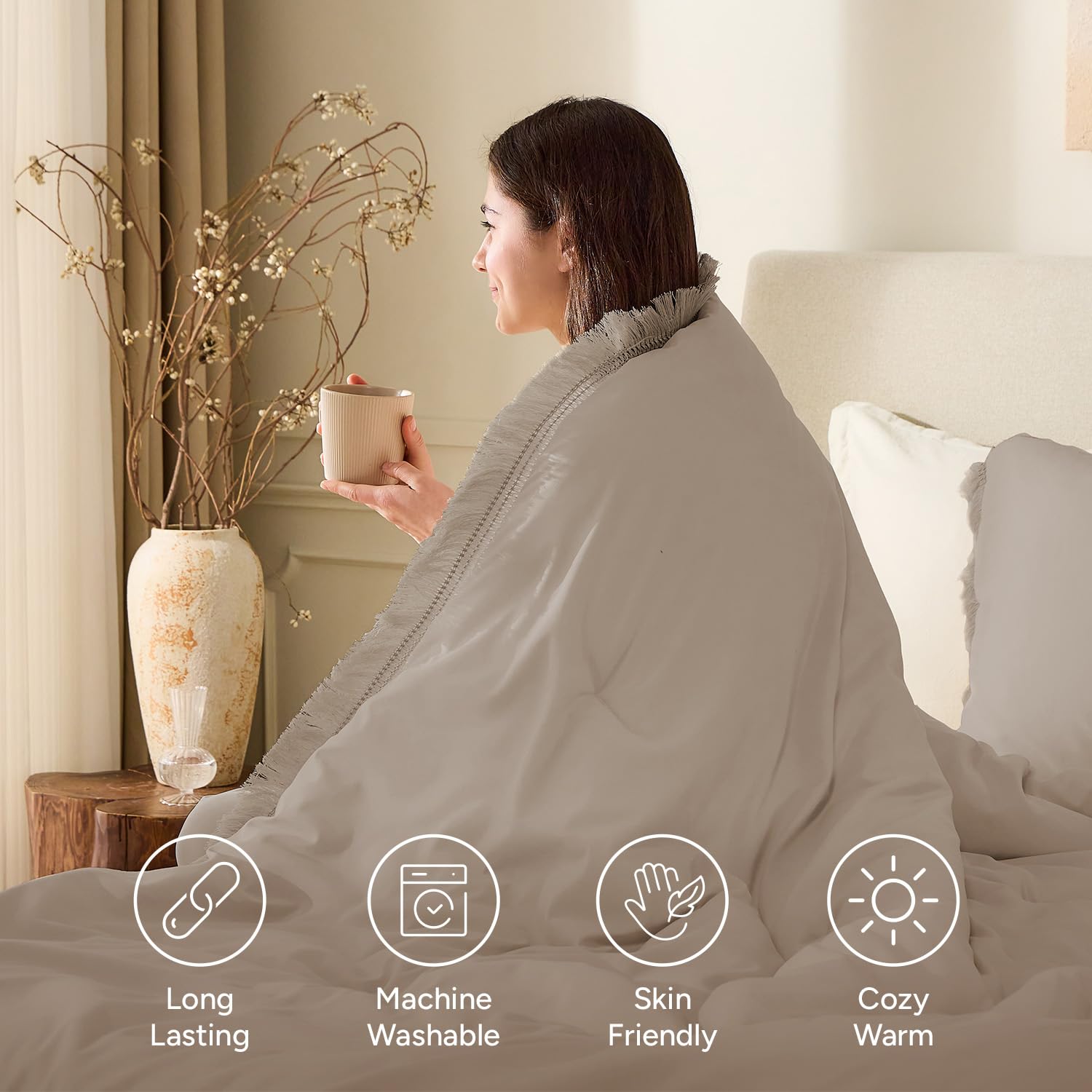 Andency Comforter Full Size Set Burnt Orange, 3 Pieces Boho Terracotta Winter Lightweight Bedding Comforter Sets, All Season Rust Tassel Bed Set (79x90In Comforter & 2 Pillowcases)