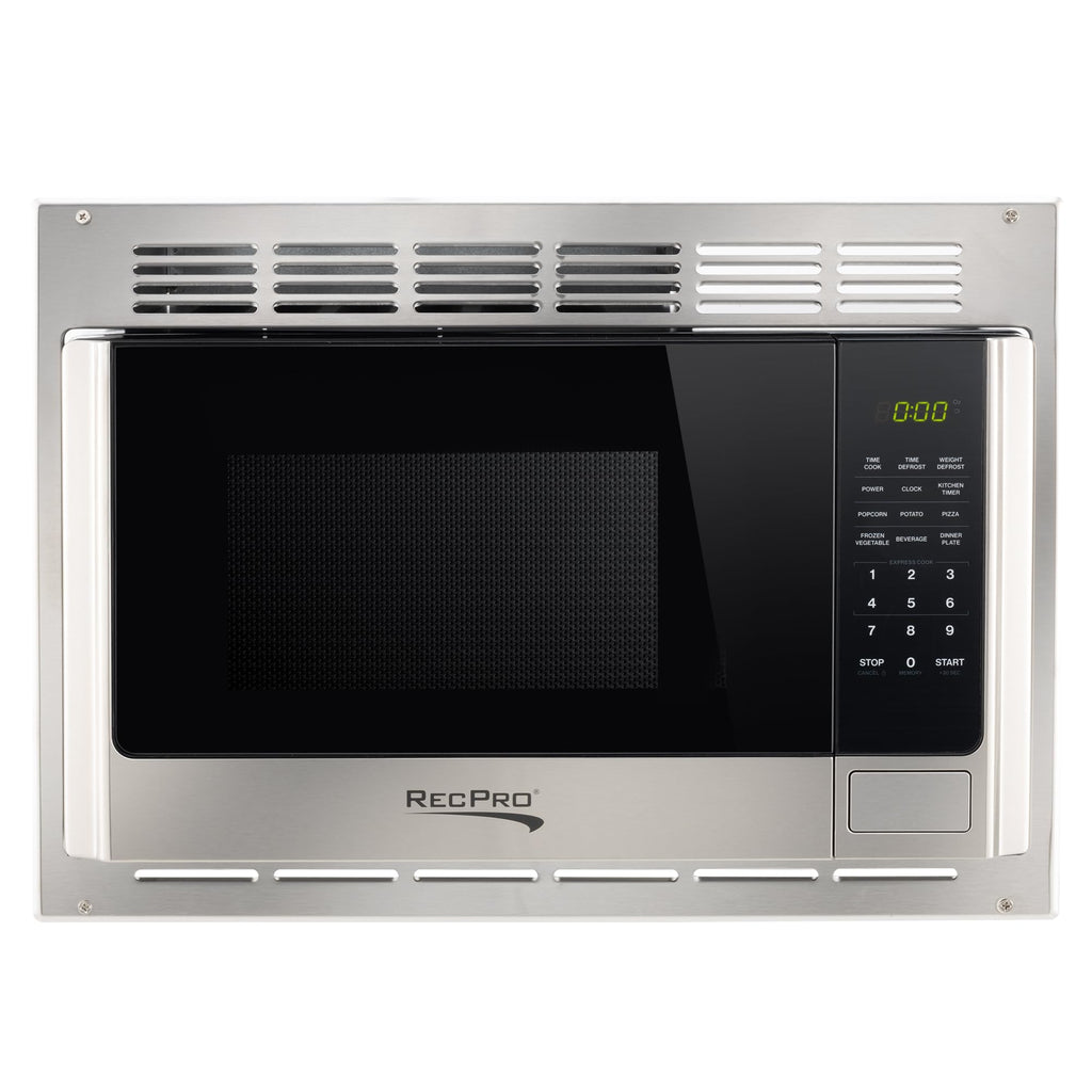 RecPro RV Microwave with Trim Kit | 1.0 Cu. Ft. | 900W | Direct replacement for Greystone and High Pointe (Black)