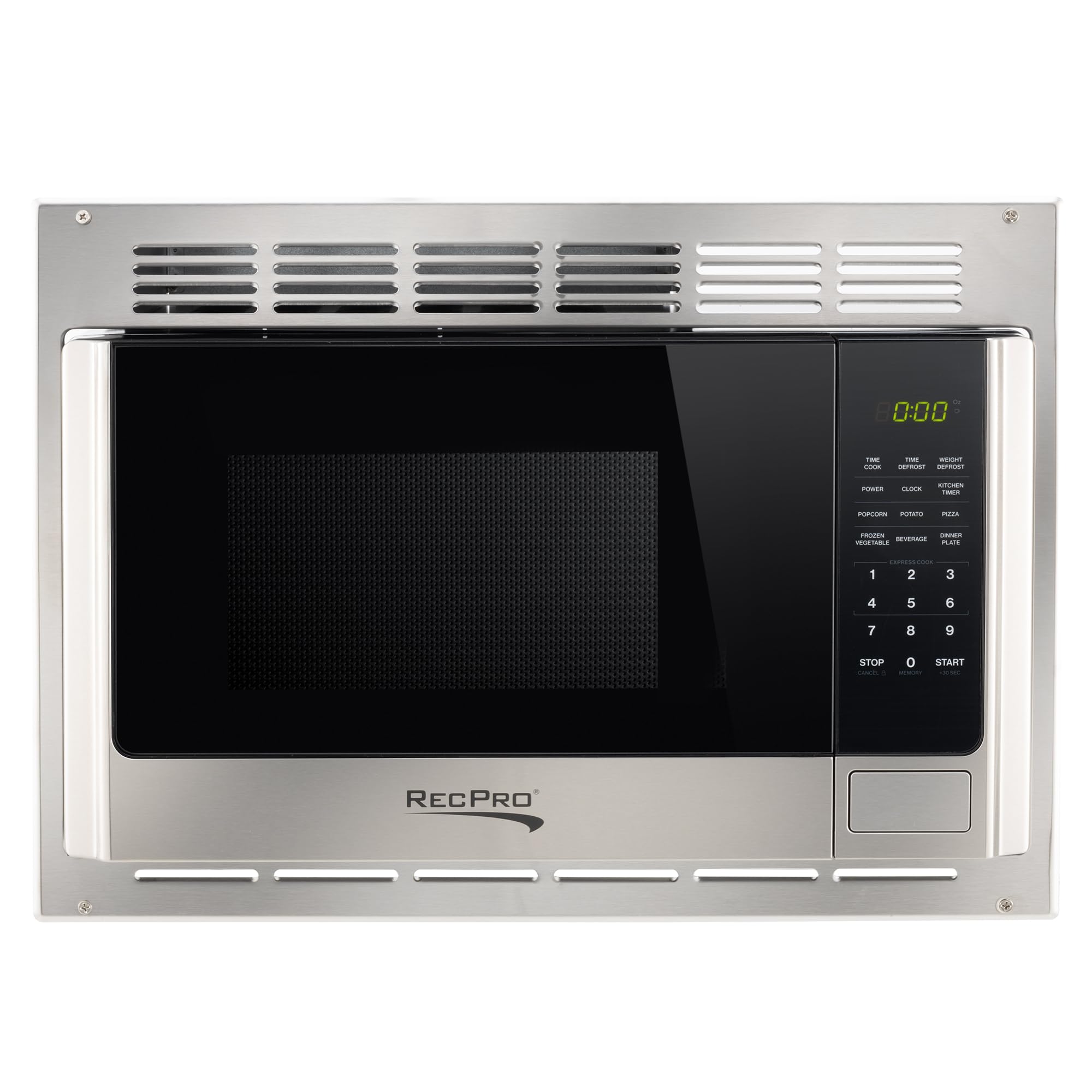 RecPro RV Microwave with Trim Kit | 1.0 Cu. Ft. | 900W | Direct replacement for Greystone and High Pointe (Black)