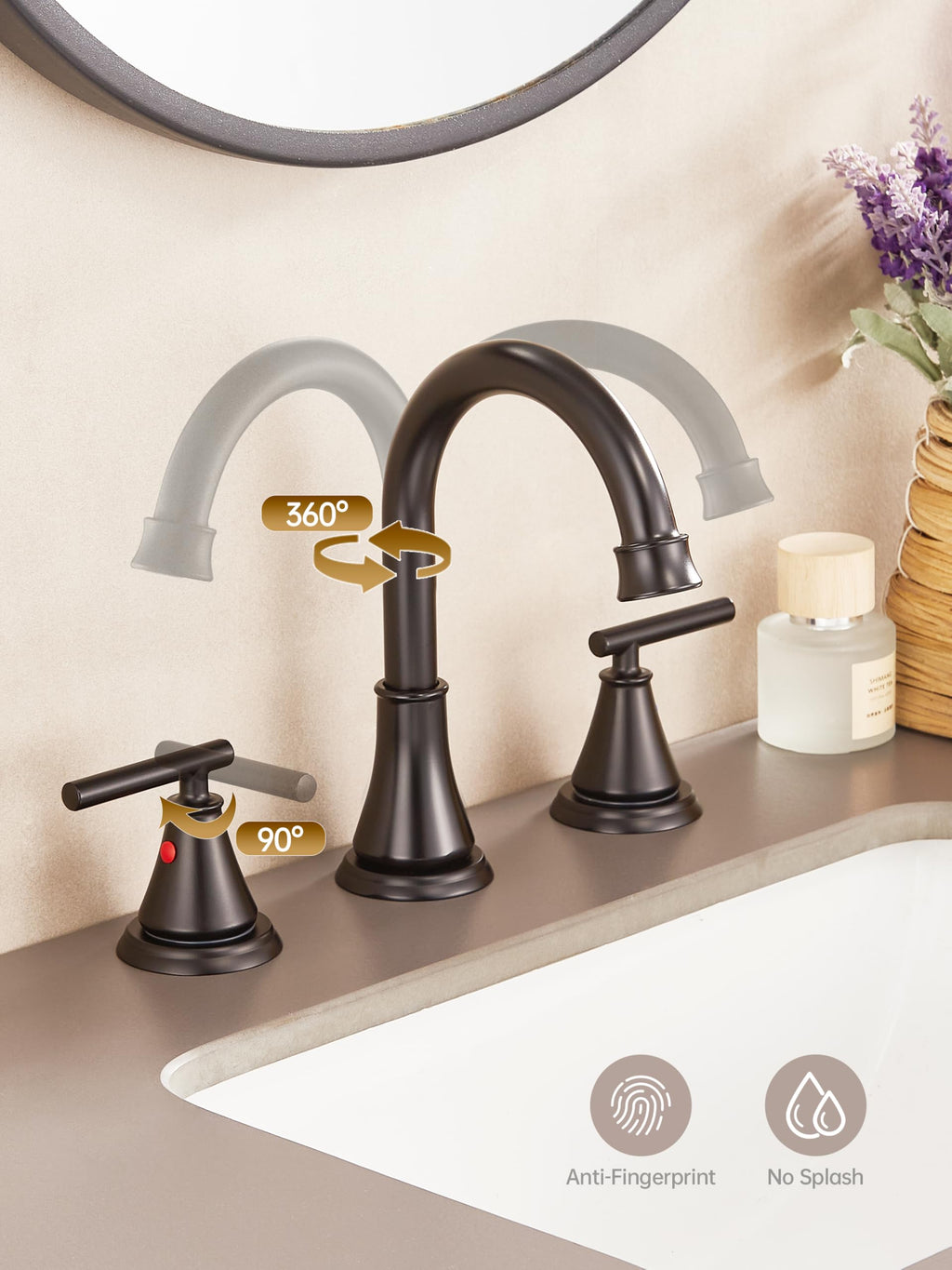 Fransiton Widespread Bathroom Sink Faucet 3 Hole, Brushed Gold Bathroom Faucet with Metal Pop-Up Drain, 2 Handle for 6-16" RV Vanity Sink