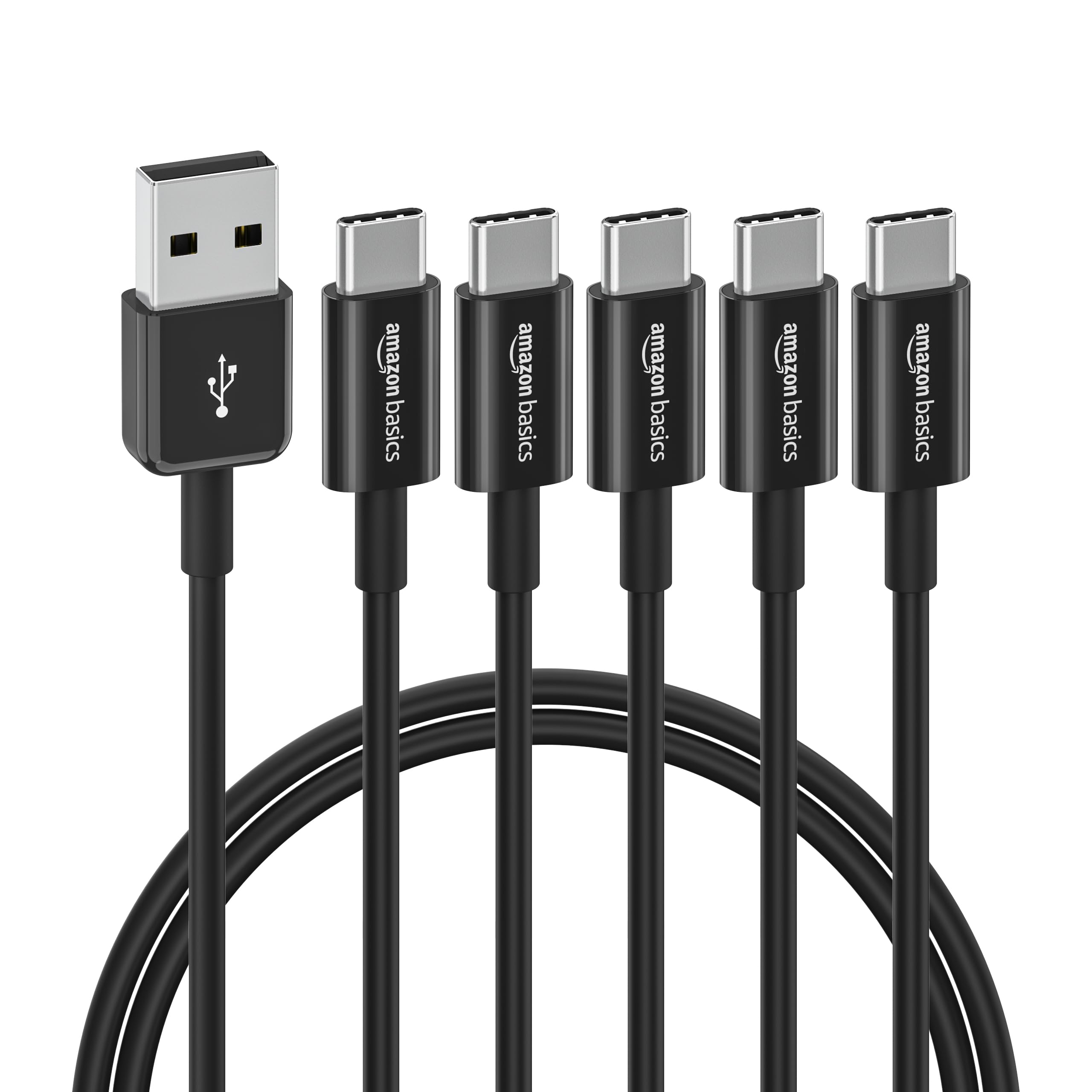 Amazon Basics USB-C to USB-A 2.0 Fast Charger Cable, 480Mbps Data Transfer Speed, USB-IF Certified, for Apple iPhone 16/15, iPad, Samsung Galaxy, Tablets, Car, 3ft, Black