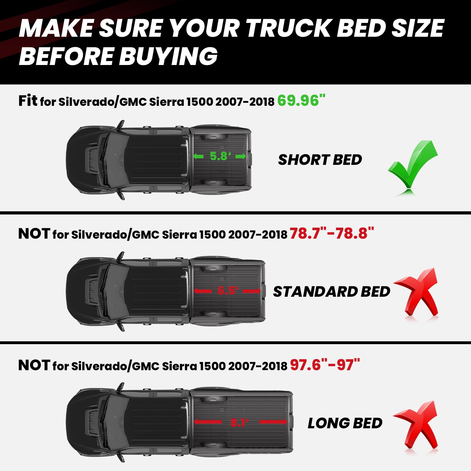 LASFIT Truck Bed Mat for 2009-2016 Ford F250 F350 F450 6.75ft Super Duty 81.9'' Bed Liner(Not fit with Drop-in Bed Liner), TPE 100% All Weather Car Bed Mat for F-250 F-350 F-450,1PCS Black