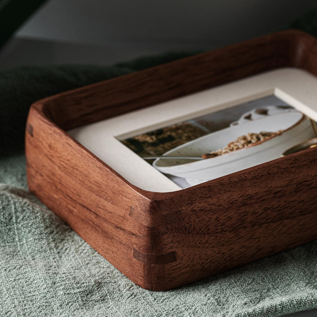 Mini Wood Picture Frame,Small Picture Frames 2x3 with Tiny Mat | Cute Polaroid Picture Frame,Teak Solid Natural Wood Tiny Photo Frame, Tabletop and Wall Mounting
