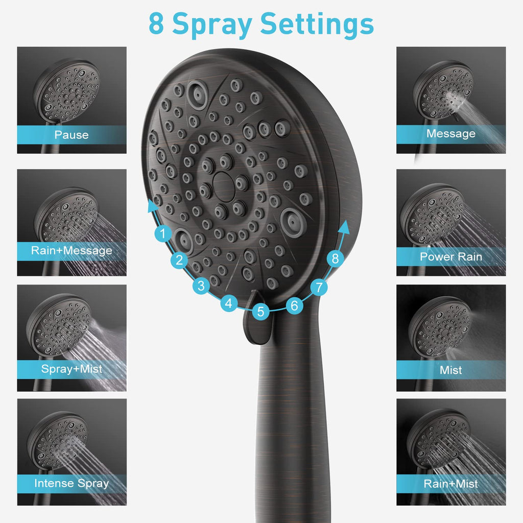 EMBATHER Shower Faucets Sets Complete, with 3 Setting High Pressure Shower Head Combo, Bathroom Wall Mounted Rainfall Shower System Fixtures with 8-Mode Handheld Spray, Brushed Nickel