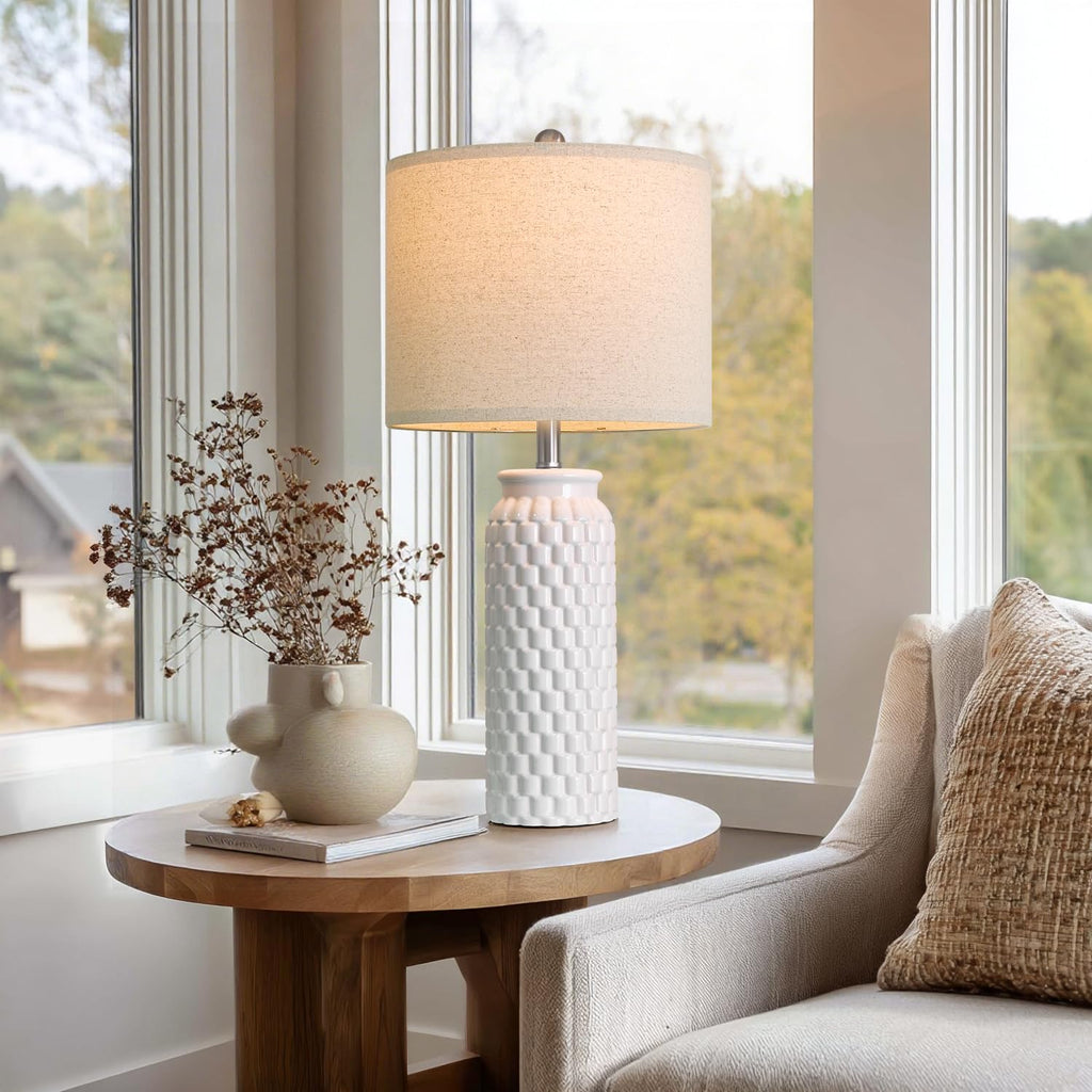 USumkky 20.5" Gold Modern Ceramic Bedside Lamp Set of 2 for Bedroom Decor Farmhouse Table Lamp for Living Room Office Dorm
