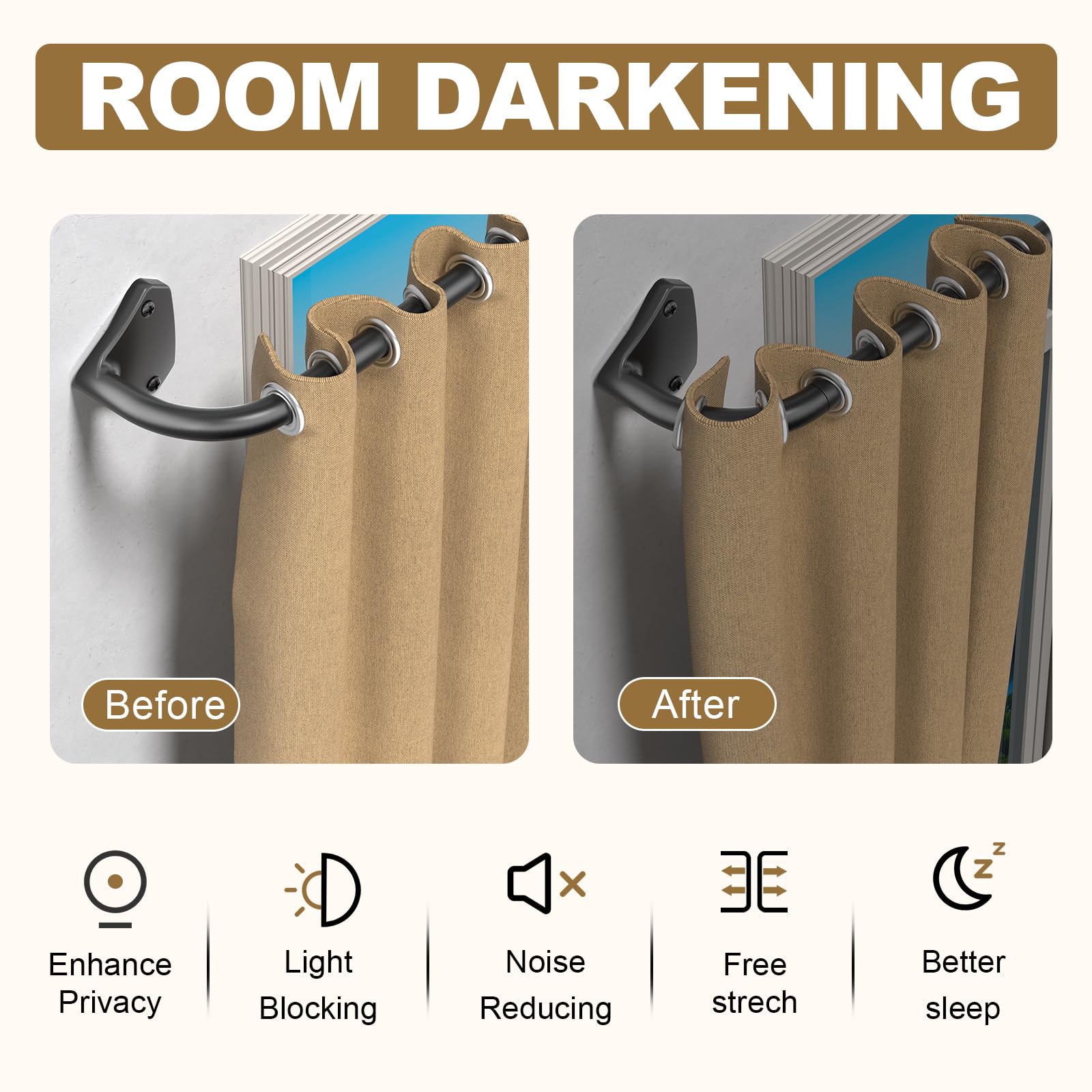 GXOACKJ Black Wrap Around Curtain Rods for Windows 28 to 48 inch, 5/8 inch Industrial Telescoping Blackout Curtain Rods for Bedroom & Outdoor