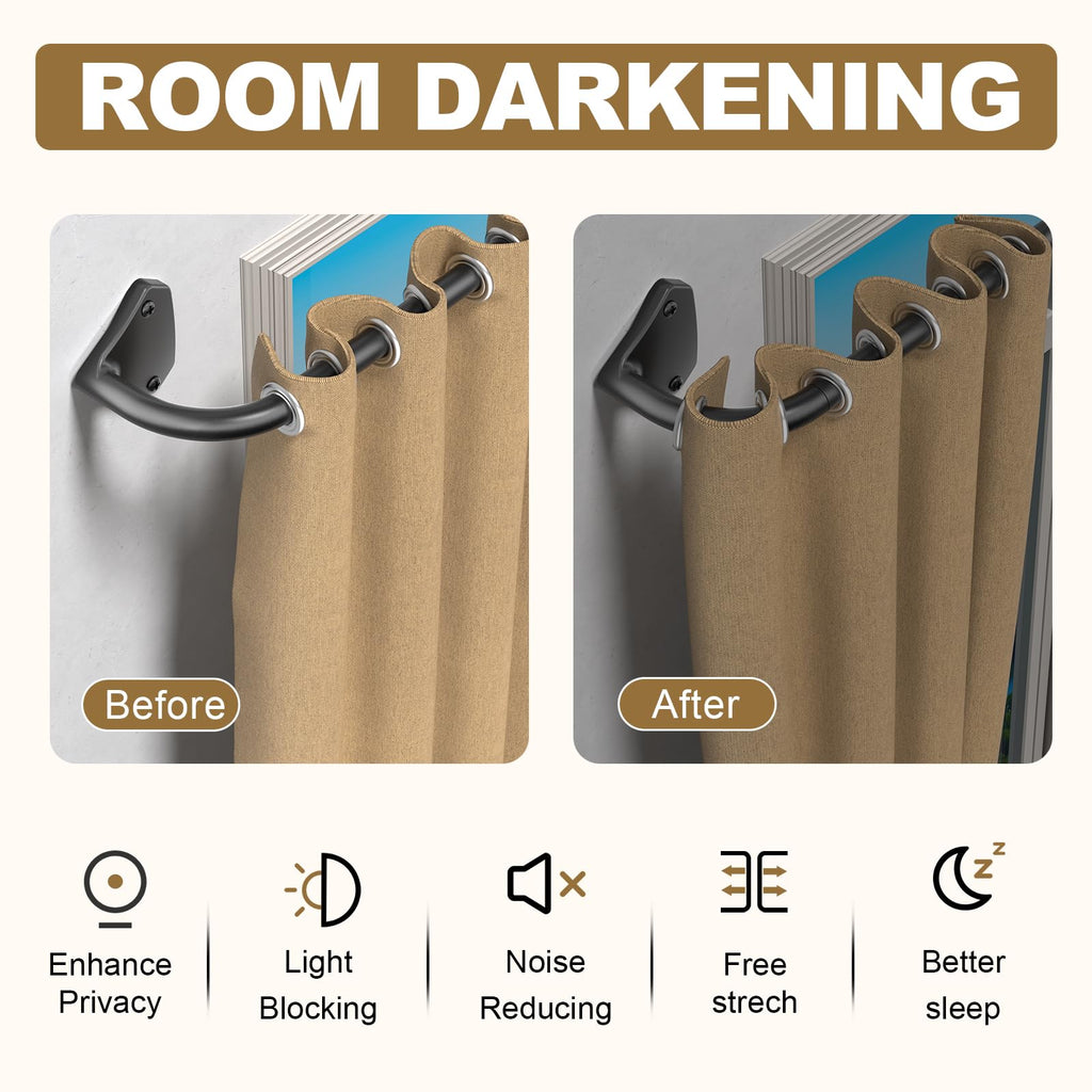 GXOACKJ Black Wrap Around Curtain Rods for Windows 28 to 48 inch, 5/8 inch Industrial Telescoping Blackout Curtain Rods for Bedroom & Outdoor