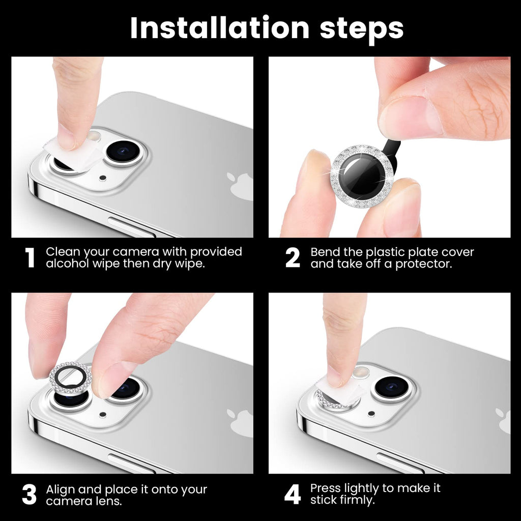 Tensea for iPhone 13 mini/iPhone 13 Camera Lens Protector, 9H Tempered Glass Camera Cover Screen Protector Metal Individual Ring for iPhone 13mini 5.4 inch /13 6.1 inch