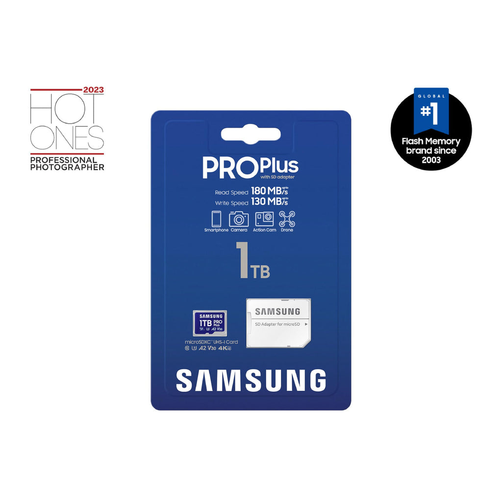 Samsung PRO Plus microSD Memory Card + Adapter, 128GB microSDXC, Up to 180 MB/s, Full HD & 4K UHD, UHS I, C10, U3, V30, A2, for Android Smartphones, Tablets, GoPRO, and DJI Drone (MB MD128SA/AM)