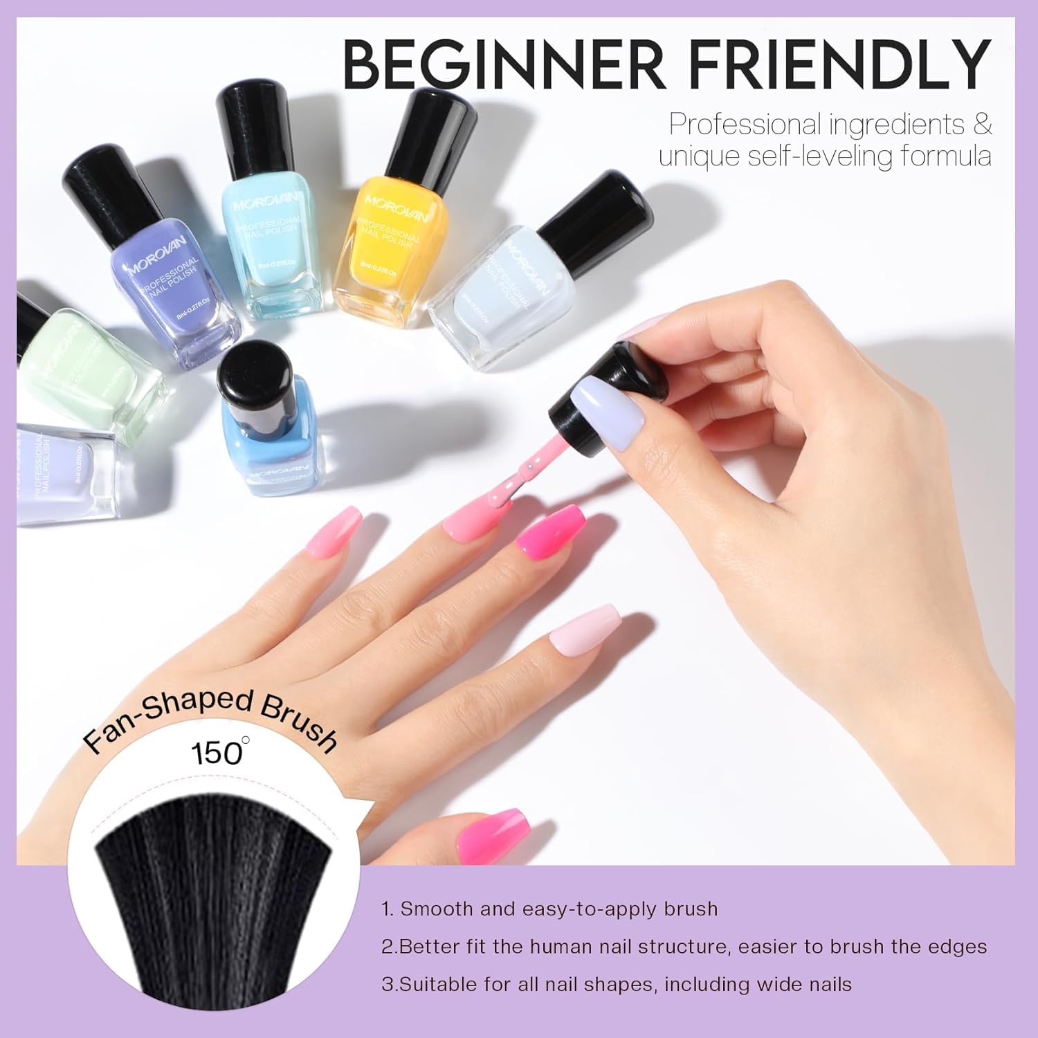 Morovan 15 Bright Color 0.27oz Air Quick Dry Long Lasting Nail Polish Gift Set for Women