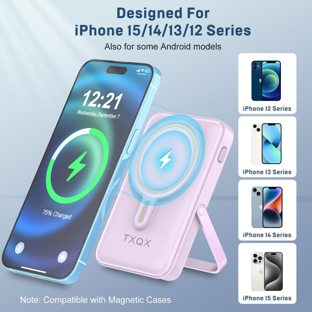 for Magsafe Battery Pack,10000mAh Magnetic Power Bank 22.5W PD Fast Charging with LED Display,Wireless Portable Charger with Built-in Cables and Stand for iPhone 17/16/15/14/13/12/Pro/Pro Max