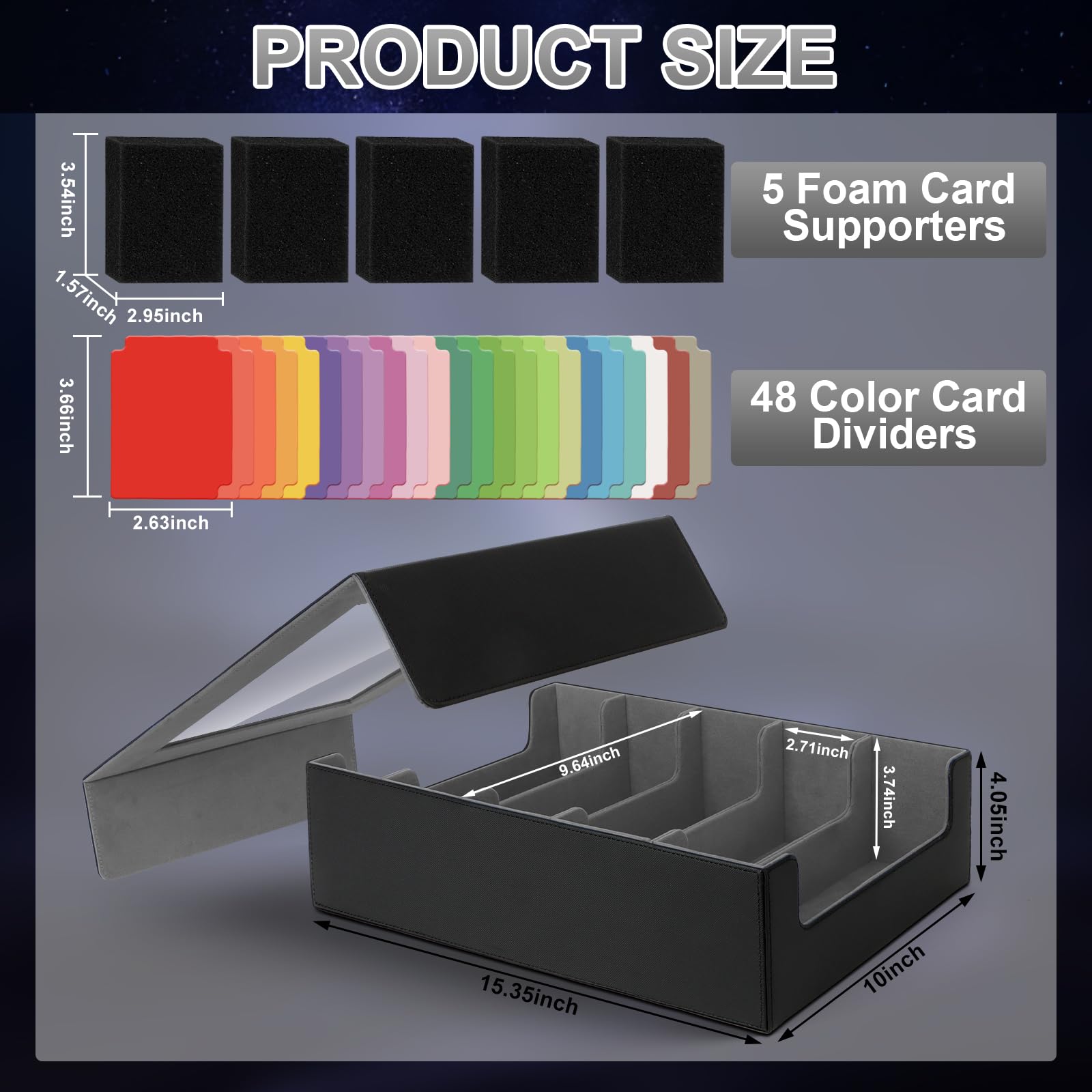 AOBOPLE Trading Card Storage Box,3200+ Card Box Storage with 24 Dividers and 4 Foam Supporters PU Leather Magnetic Cards Deck Case for MTG TCG Magic and Sport Cards,Great Gift for Card Collectors