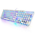 YSCP Typewriter Style Mechanical Gaming Keyboard RGB Backlit Wired with Blue Switch Retro Round Keycap 104 Keys Keyboard (R-Black)