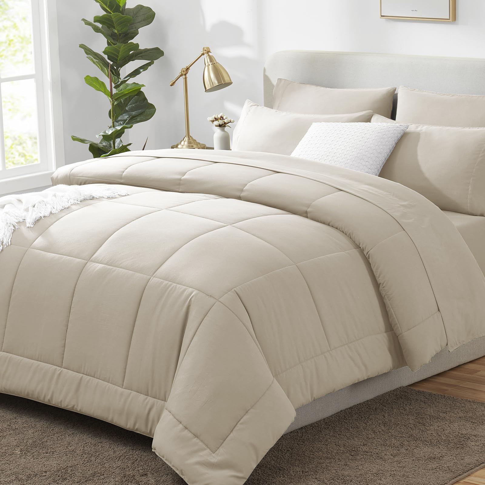 CozyLux Twin XL Comforter Set Baby Blue, 5 Pieces Twin Extra Long Bed in a Bag for College Dorm, All Season Bedding Set with Stitch Quilted Comforter, Flat Sheet, Fitted Sheet, Pillowcases