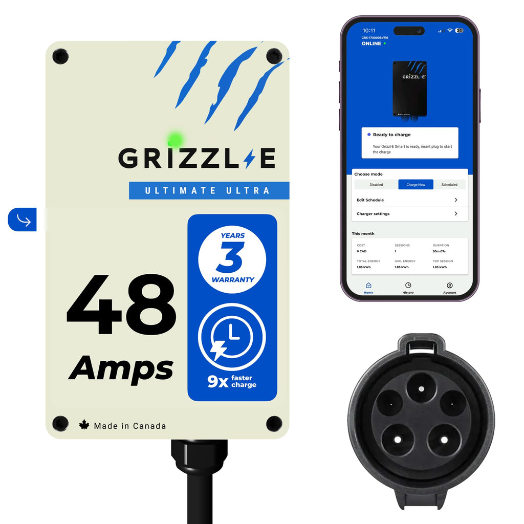 Grizzl-E 48A Ultimate Level 2 Fast Electric Vehicle (EV) Charger, UL Tested and Certified, Metal Case, Indoor/Outdoor Electric Car Fast Charging Station, Hardwired, Classic Black, J1772