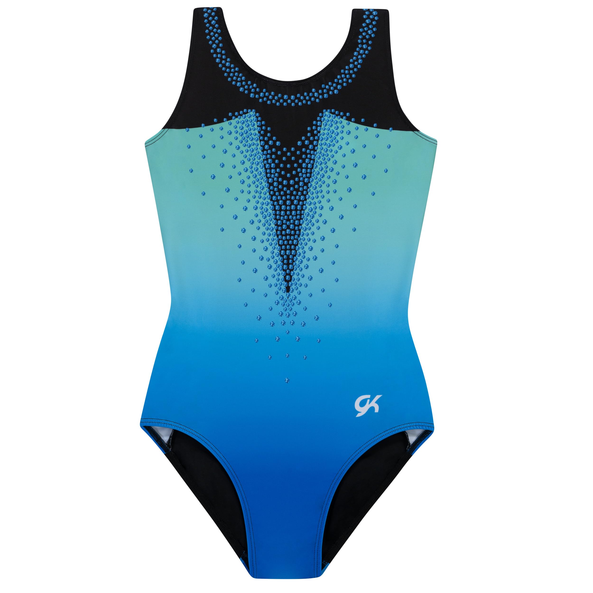 GK Girls Dazzling Diamonds Gymnastics Leotard - Dance Costume with Matching Scrunchie for Toddlers, Children, Juniors (