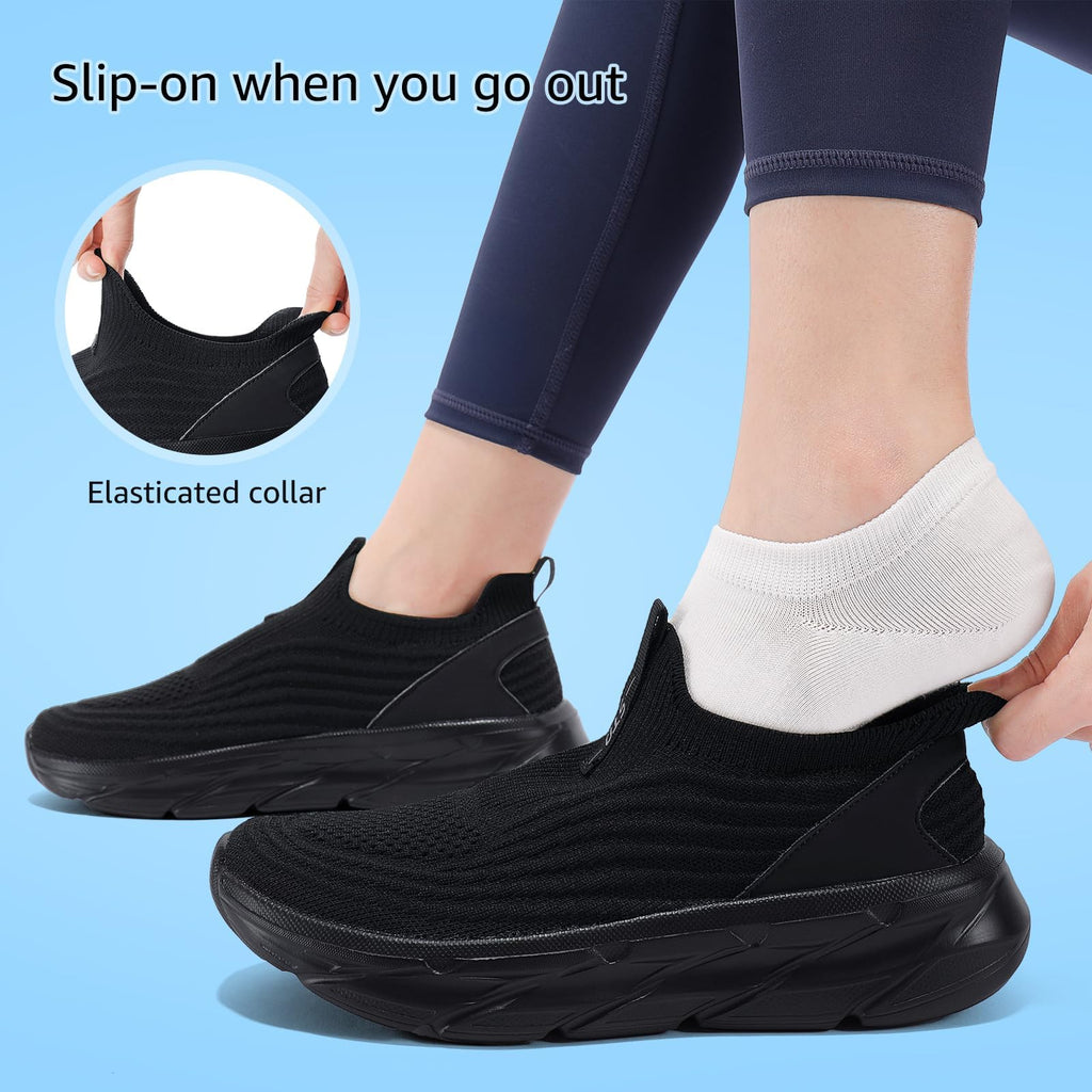 STQ Womens Walking Shoes Slip On Tennis Shoes Comfortable Lightweight Memory Foam Orthopedic Sneakers for Indoor Outdoor Gym Workout Sports