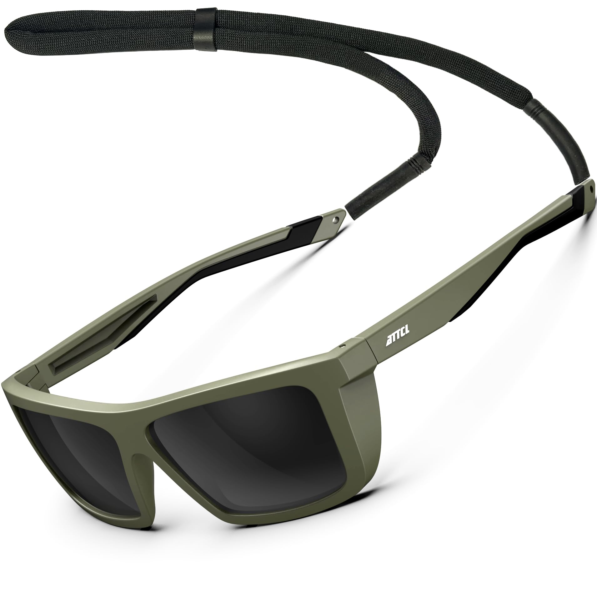 ATTCL Sports Polarized Sunglasses for Men: Secure Anti-Slip Lightweight TR90 Square Frame UV Protection for Driving Fishing
