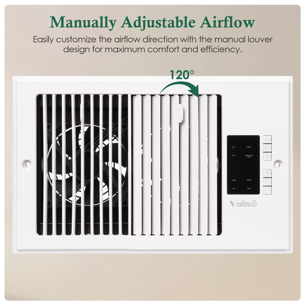 VallisCo Register Booster Fan 6" x 10" with Negative Ion, Manual Airflow Direction Control, Quiet 10-Speed Heating Cooling AC Vent Fan with Remote & Thermostat Control for Wall Floor, Bronze