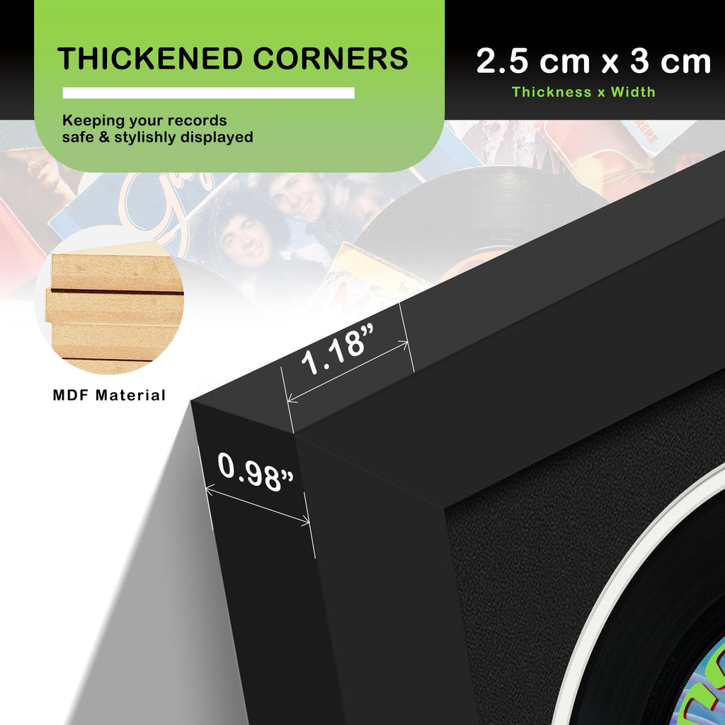 DUENPY Vinyl Record Display Frame 16x22 Inches Display Record Album and 12.5x12.5 Album Cover Art（Black Bottom Mat） Wall Mount