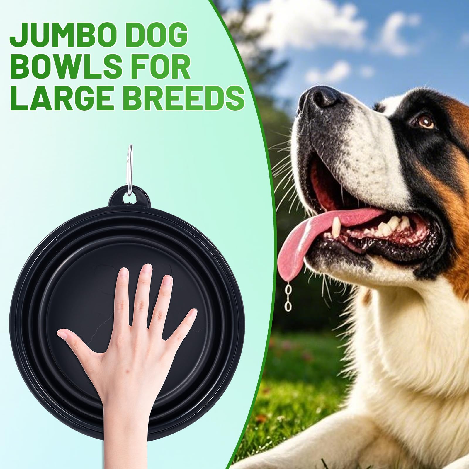 Dog Bowl Pet Collapsible Bowls, 2 Pack Collapsible Dog Water Bowls for Cats Dogs, Portable Pet Feeding Watering Dish for Walking Parking Traveling with 2 Carabiners (Small, Black & Pink)