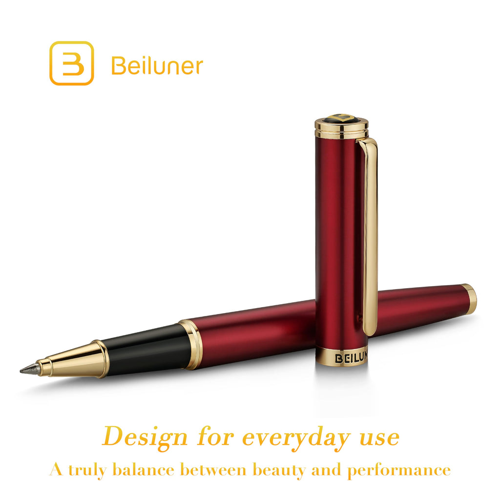 BEILUNER Luxury Rollerball Pen,24K Gold Trim,Noble and Elegant Designs,Schneider Ink Refill, Best Roller Ball Pen Gift Set for Men & Women, Professional, Executive Office, Nice Pens