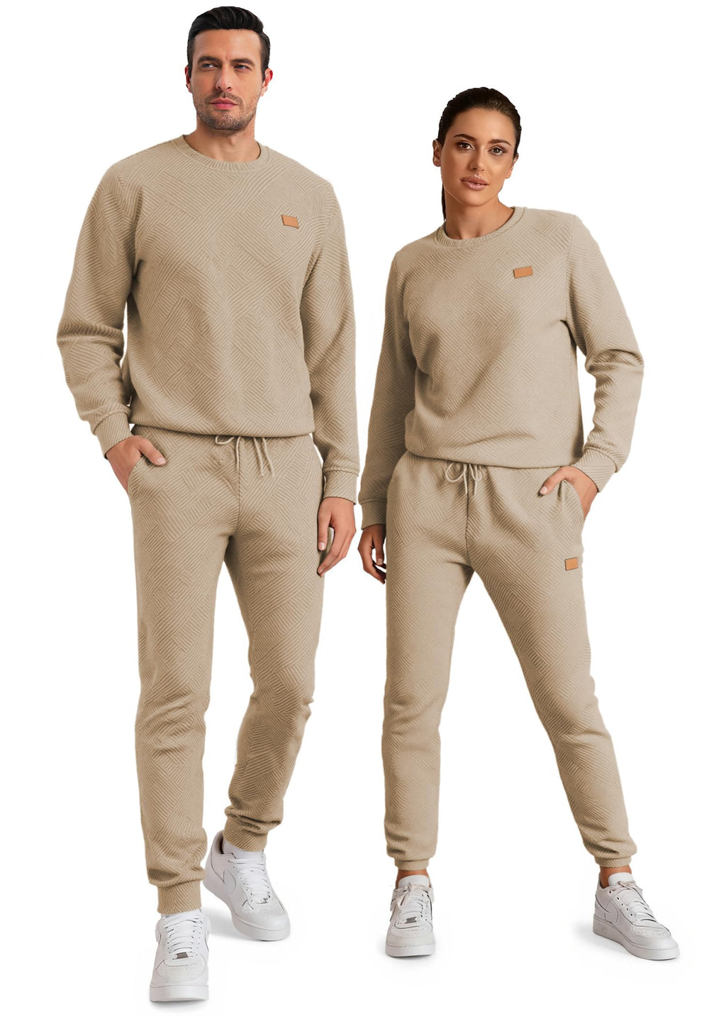 JMIERR Men's 2 Piece Outfits Knit Jacquard Pullover Sweatshirt Tracksuit & Joggers Sweatpants Sweatsuit Sets with Pockets