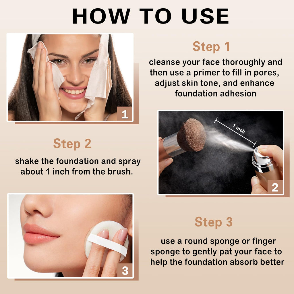 Air Brush Makeup Foundation and Makeup Primer for Face,Hydrates and Moisturizes,Buildable Coverage with Anti-aging Formula for Smooth Radiant Skin (01 Natural/Warm Porcelain)