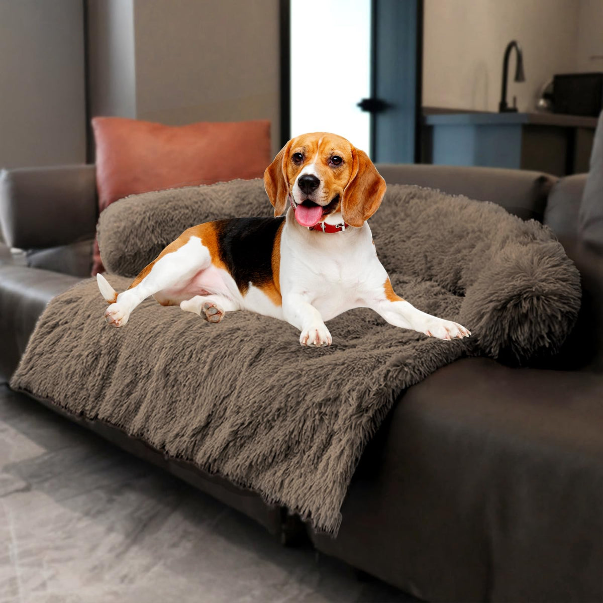 Luxurious Calming Dogs/Cats Bed Mats, Dog Pad Washable Removable Couch Cover, Plush Long Fur Mat for Pets, Waterproof Lining, Perfect for Small, Medium and Large Dogs and Cats (Beige, 31"x23")