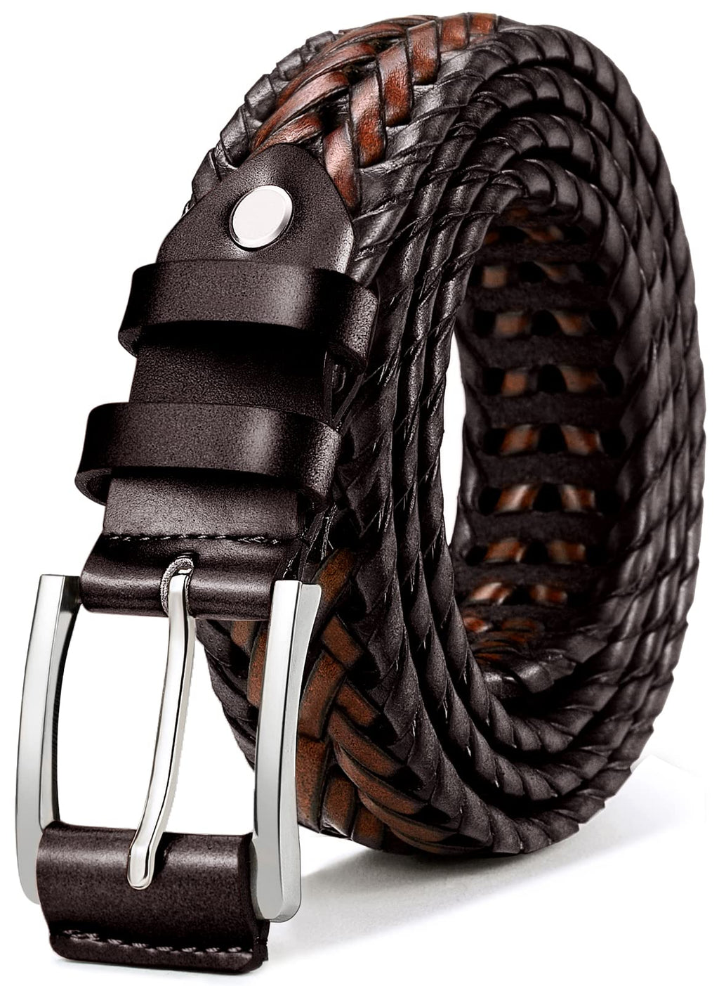 BULLIANT Mens Belts,Leather Woven Braided Belts for Gift Men Casual Jeans Golf