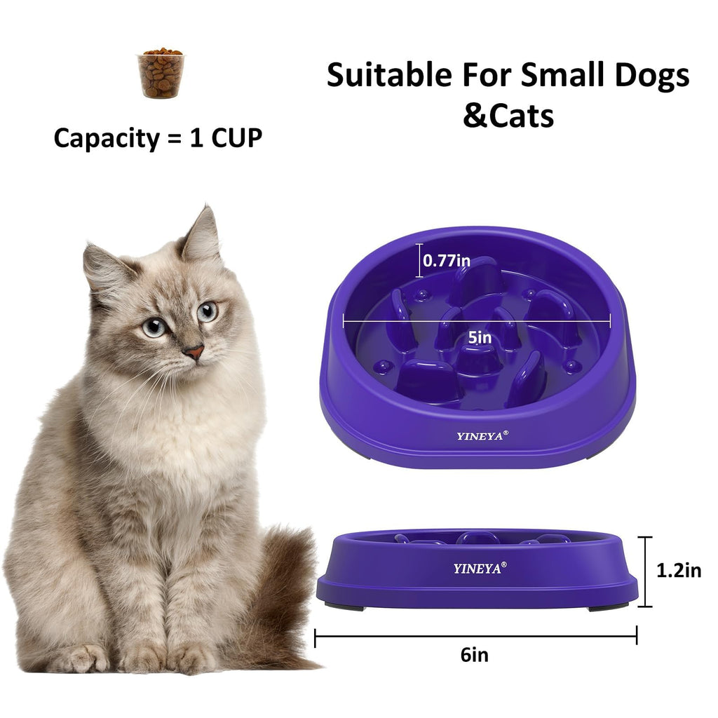YINEYA 2PCS Anti-Choking Slow Feeder Dog Bowls Small Size Dog, Slow Feeder Cat Bowl, Supplies and Puzzle for Pet