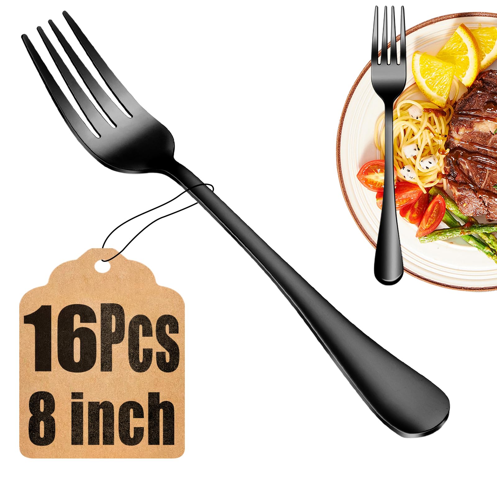 8 Pieces Dinner Forks Set, Food-Grade Stainless Steel Forks, Silverware Forks for Home, Kitchen or Restaurant, Mirror Polished, Dishwasher Safe - 8 Inch
