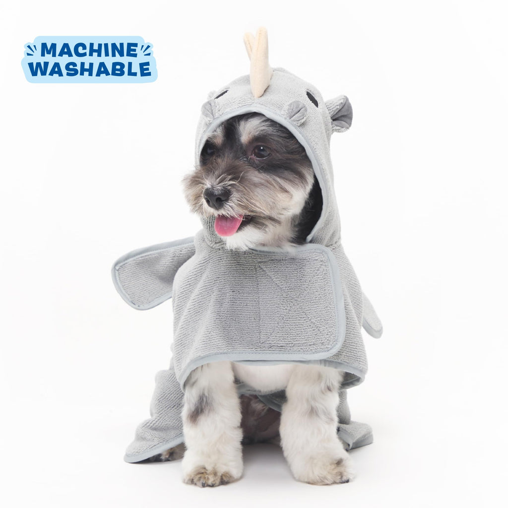 Barkbox Dog Bathrobe Fast Drying with Hook and Loop Closure & Wrap Tie Snuggle, Cute Dogs Clothes, Easy to Clean, Machine Washable, Dog Coats and Tumble Dry Low - Bunny, Medium