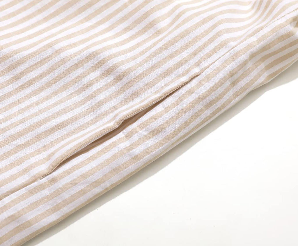 utcoco Womens Striped Long Sleeve Dress Casual Loose Button Down Cotton Maxi Shirt Dress