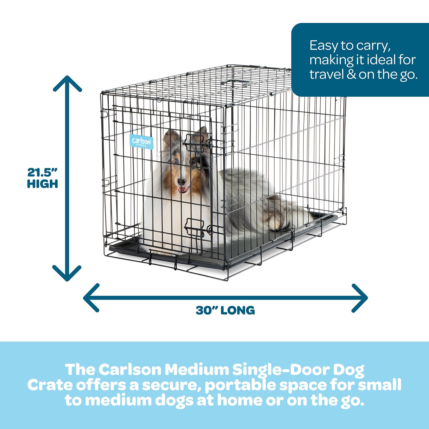 Carlson Secure and Compact Double Door Metal Dog Crate, Medium with Divider Panel