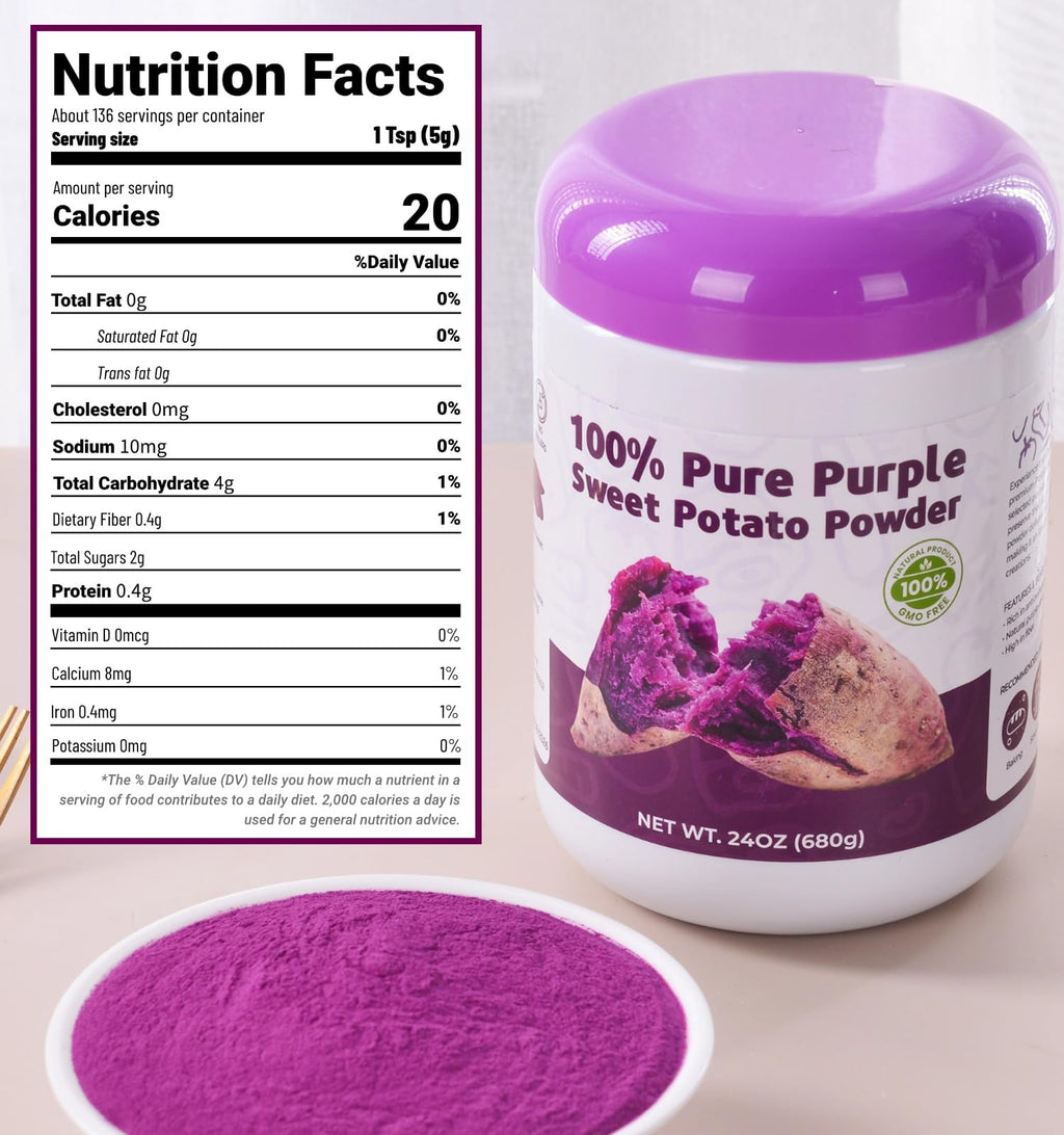 Purple Sweet Potato Powder 11.5oz (326g) - Natural Food Coloring for Baking, Drinks & Smoothies｜Ube/Purple Yam Alternative, Non-GMO, Gluten-Free, Resealable Pack