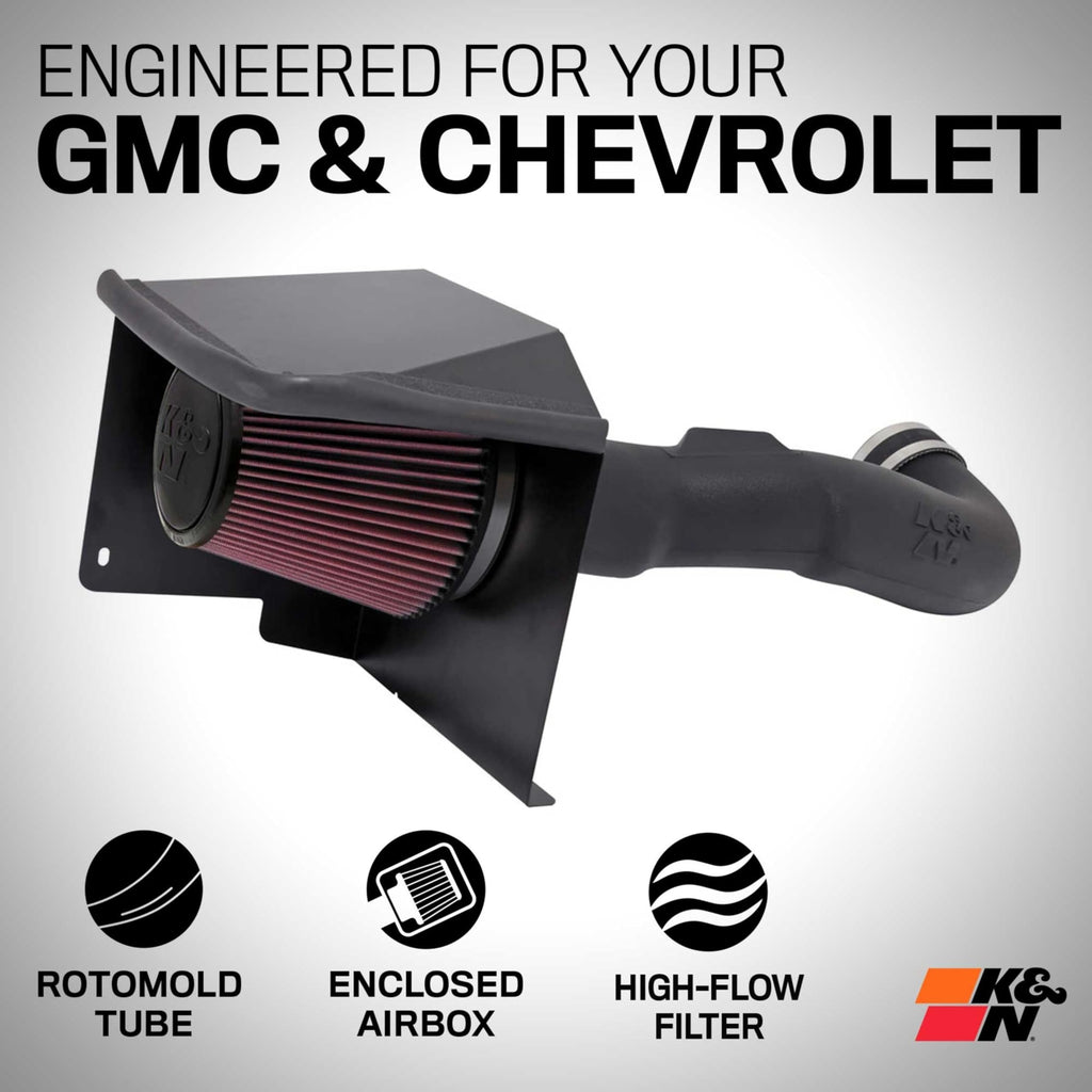 K&N Cold Air Intake System: High-Flow Air Filter, Increase Performance & Towing: Compatible with 2009-2014 Chevy/GMC/Cadillac Silverado, Suburban, Tahoe, Sierra, Yukon, Escalade, Avalanche, 57-3070