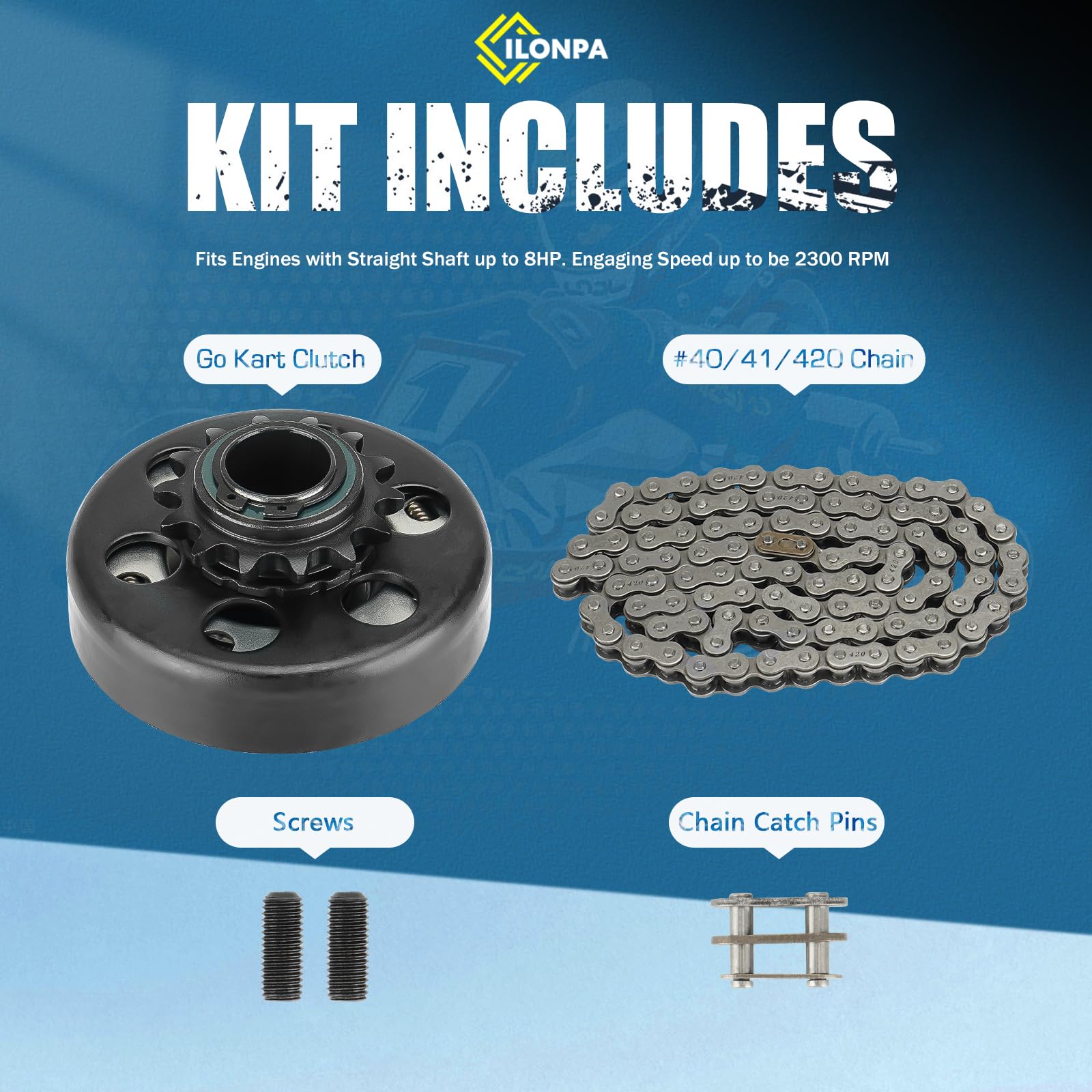 Centrifugal Clutch 1" Bore 14 Tooth Go Kart Mini Bike Clutch with #40/41/420 Chain, fits for Engines with Straight Shaft 2-6.5hp