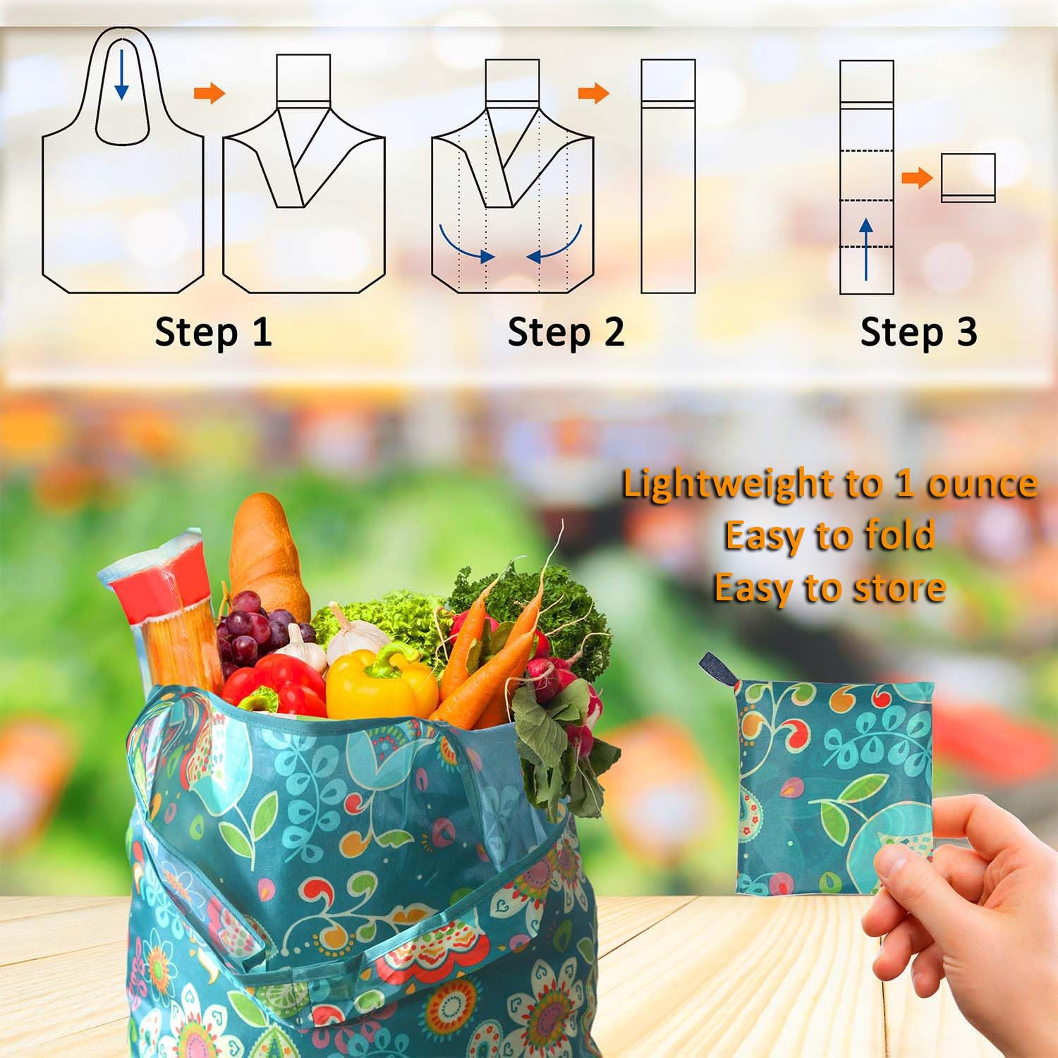 Bolsas de compras reutilizables para comestibles, paquete de 4 de 50 libras bolsas plegables grandes y lavables para mercado, compactas para un fácil almacenamiento, bolsas de tela ligeras y