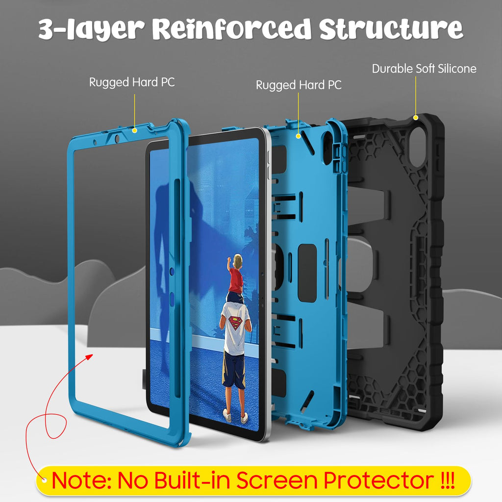 Fintie Case for iPad Air 11-inch M4/M3/M2 (2026/2025/2024), iPad Air 5th / 4th Generation (2022/2020) 10.9 Inch, Fully-Body Rugged Heavy Duty Shockproof Case with Kickstand for Kids, Black