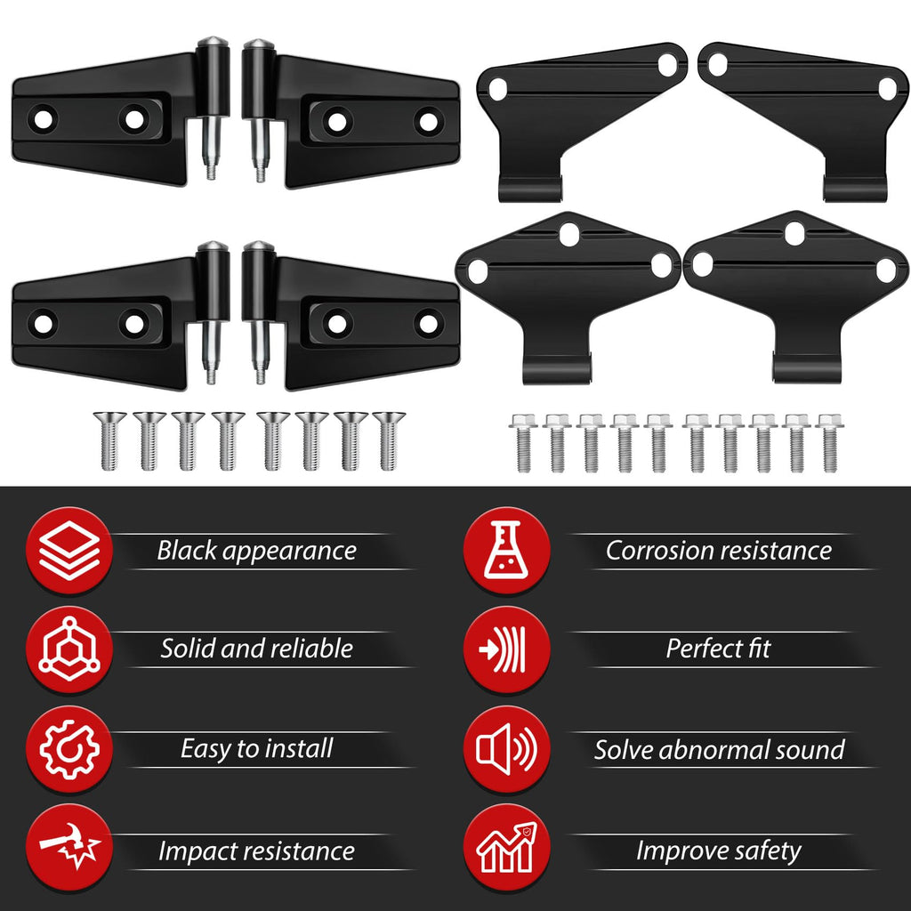 Jeep Wrangler JK 2 Door Hinge Assembly Kits Compatible with 2007-2018 Jeep Wrangler JK JKU Rubicon Unlimited Sahara Inside and Outside (2 Door), Jeep Wrangler JK JKU 2 Door Hinge 8PCS with 18 Bolts