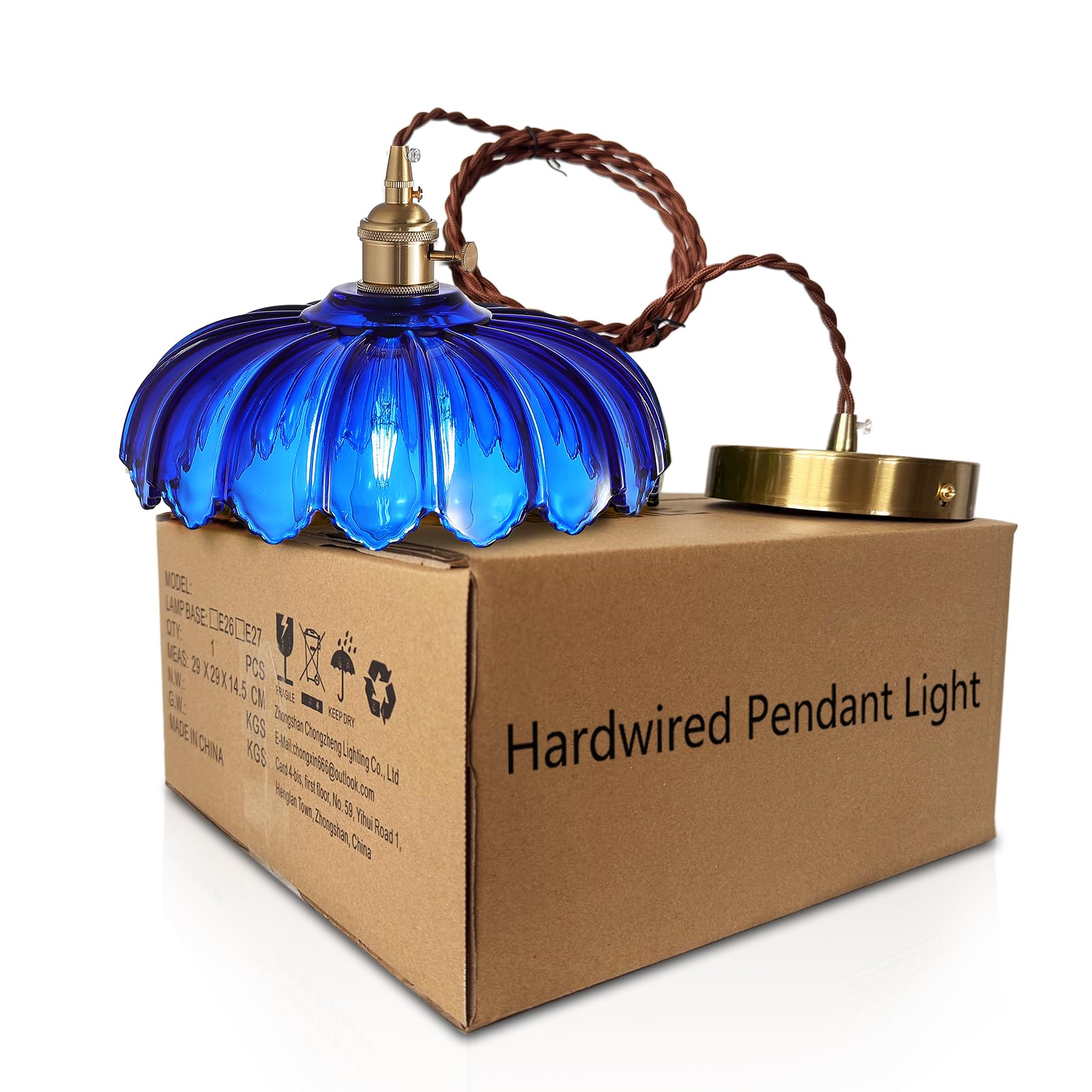XZHGCEE Plug in Pendant Light: Amber Hanging Lamp Plug in Pendant Lamp, Glass Pendant Lighting for Kitchen Island, Bedroom, Dining Room, Living Room, No Bulb