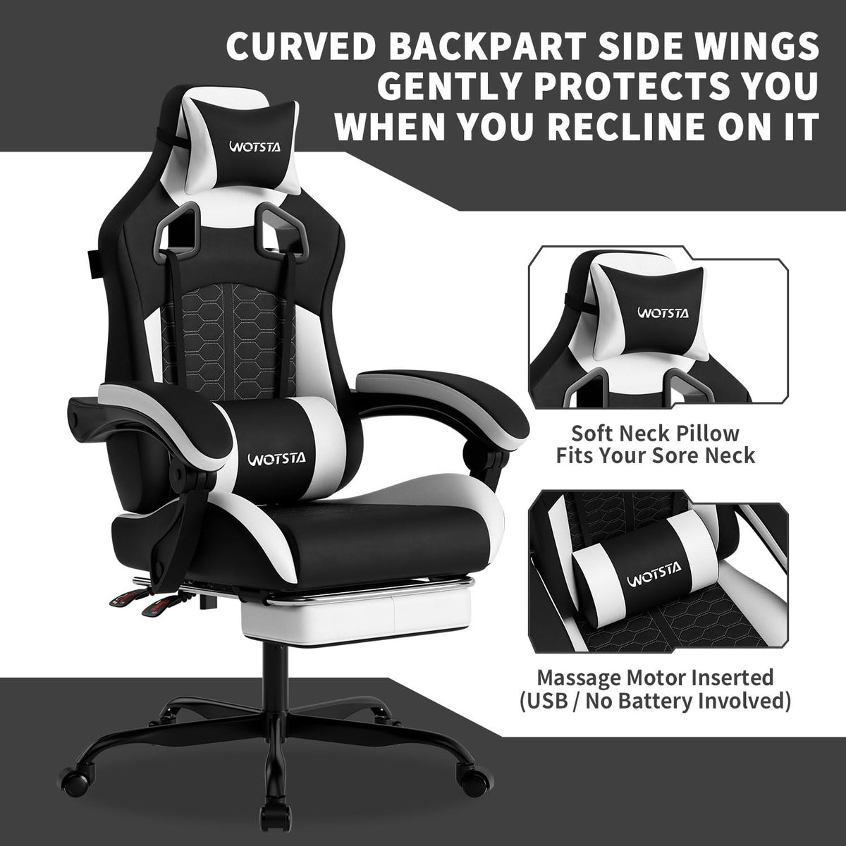 Gaming Chair with Footrest,High Back with Massage Reclining Computer Chair， Big and Tall Racing Gaming Chair Ergonomic Game Chair for Adults PVC Leather (Red)