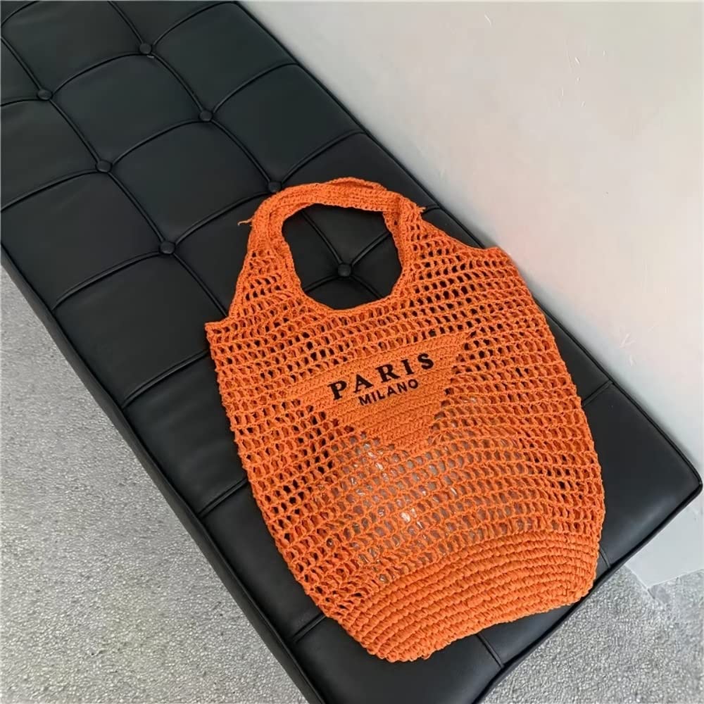 POOOPSSD New Woven Bag, Straw Mesh Tote Bag, Beach, Shoulder Bag, Hobo Women, Foldable Large Capacity, for Holiday.