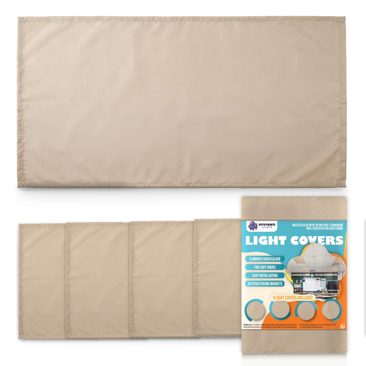 Fluorescent Light Covers for Ceiling Lights - 4 Seasons Magnetic Cover for Fluorescent Or LED Fixture - Must Haves Teacher Supplies - Classroom, Home, Office Cubicle Decor - Filters Overhead Lighting