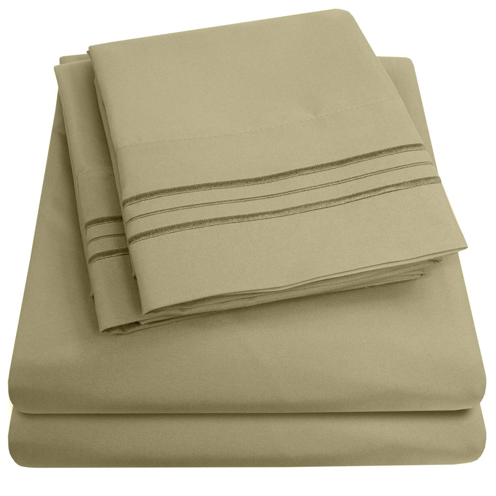 1500 Supreme Collection Extra Deep Pocket Sheets Set - Luxury Soft Bed Sheets, Wrinkle Free, Bedding, Over 40 Colors, 21 inch Extra Deep Pocket, Twin, Black