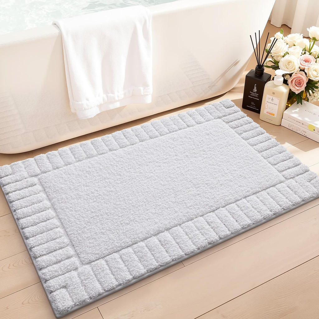 LUMI Bathroom Rugs Non Slip with Rubber Backing, Extra Soft Plush Microfiber Bath Rug Absorbent, Machine Washable Bath Mat Quick Dry for Tub, Shower, Hotel, Beige, 16"x24"