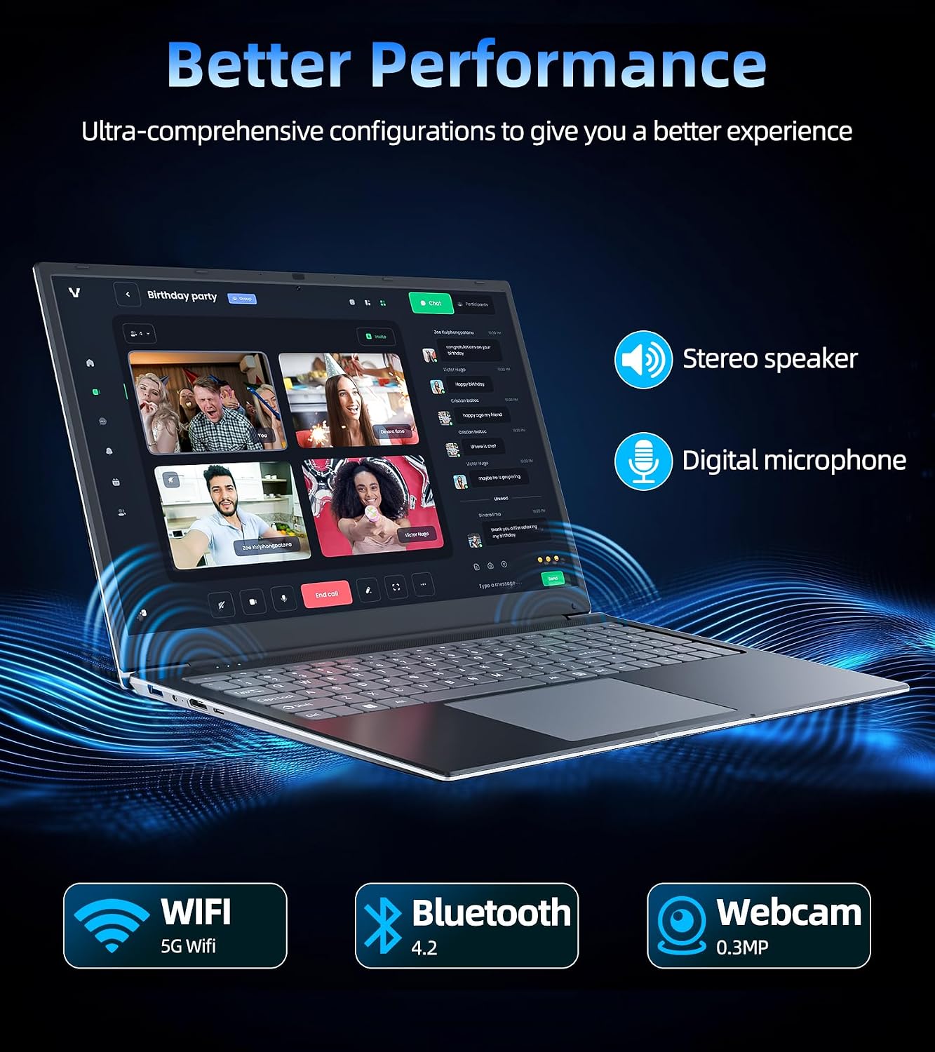 Laptops, 17.3 Inch Laptop Computer with Core i3 Processor, 4GB DDR3 128GB SSD, 60800mWh Battery, FHD IPS Display, Type-C, HDMI, 5G WiFi, BT4.2, Webcam, USB3.2